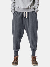 画像をギャラリービューアに読み込む, メンズ100%コットンドローストリングソリッドカラーカサウルパンツ