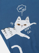 画像をギャラリービューアに読み込む, コットン漫画猫プリントコットンクルーネックベーシック半袖Tシャツ