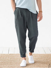 画像をギャラリービューアに読み込む, メンズ100%コットン無地カジュアルジッパーフライパンツポケット付き