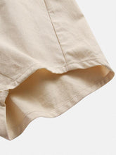 画像をギャラリービューアに読み込む, メンズカジュアルフォールドカラー100%コットンドローストリングルーズフィットカーフ丈パンツ