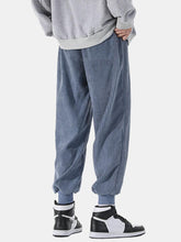 画像をギャラリービューアに読み込む, メンズコーデュロイ無地巾着カジュアルジョガーパンツ