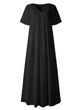 画像をギャラリービューアに読み込む, ホリデーレースデザインVネック半袖カジュアルマキシドレス