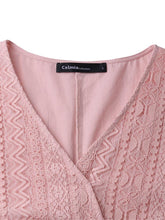 画像をギャラリービューアに読み込む, ホリデーレースデザインVネック半袖カジュアルマキシドレス