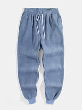 画像をギャラリービューアに読み込む, メンズコーデュロイ無地巾着カジュアルジョガーパンツ