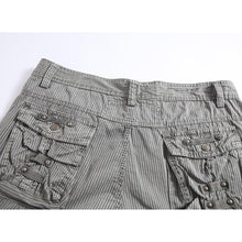 画像をギャラリービューアに読み込む, メンズアウトドアカジュアルストライプコットンカーゴショーツ