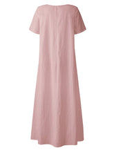 画像をギャラリービューアに読み込む, ホリデーレースデザインVネック半袖カジュアルマキシドレス