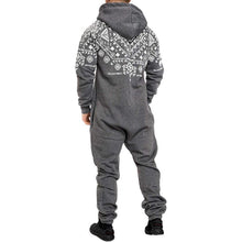 画像をギャラリービューアに読み込む, メンズカジュアルフード付きラウンジウェアピュアカラーシャムジャンプスーツ