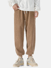 画像をギャラリービューアに読み込む, メンズコーデュロイ無地巾着カジュアルジョガーパンツ