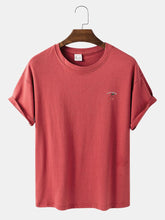 画像をギャラリービューアに読み込む, メンズコットンソリッドカラー通気性&ライトカジュアルOネックTシャツ