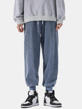 画像をギャラリービューアに読み込む, メンズコーデュロイ無地巾着カジュアルジョガーパンツ