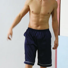画像をギャラリービューアに読み込む, メンズシルクソリッドカラー弾性ウエストホームドレスショーツ