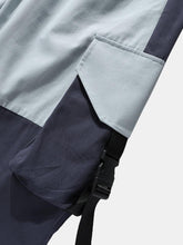 画像をギャラリービューアに読み込む, メンズ100%コットンコントラストカラーステッチスナップポケットカーゴジョガーパンツ