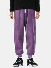 画像をギャラリービューアに読み込む, メンズコーデュロイ無地巾着カジュアルジョガーパンツ