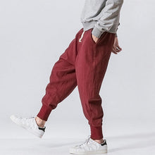 画像をギャラリービューアに読み込む, メンズ100%コットンドローストリングソリッドカラーカサウルパンツ