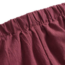 画像をギャラリービューアに読み込む, メンズサマーリネンショーツソリッド弾性ウエストカジュアルルーズジョガーショーツパジャマ
