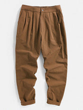 画像をギャラリービューアに読み込む, メンズ100％コットン無地カジュアルジッパーフライパンツポケット付き
