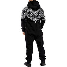 画像をギャラリービューアに読み込む, メンズカジュアルフード付きラウンジウェアピュアカラーシャムジャンプスーツ
