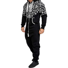 画像をギャラリービューアに読み込む, メンズカジュアルフード付きラウンジウェアピュアカラーシャムジャンプスーツ
