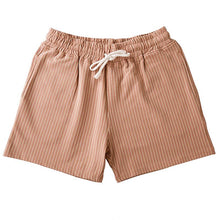 画像をギャラリービューアに読み込む, メンズストライプカジュアルジョガーエラスティックウエストショートパンツ
