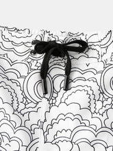 画像をギャラリービューアに読み込む, ブラック＆ホワイトグラフィティプリントメッシュライニングビーチショーツジッパーポケット付き軽量ショーツ
