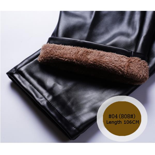 メンズウィンターPlusベルベット厚手ウォームPUレザーパンツ