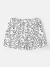画像をギャラリービューアに読み込む, ブラック＆ホワイトグラフィティプリントメッシュライニングビーチショーツジッパーポケット付き軽量ショーツ

