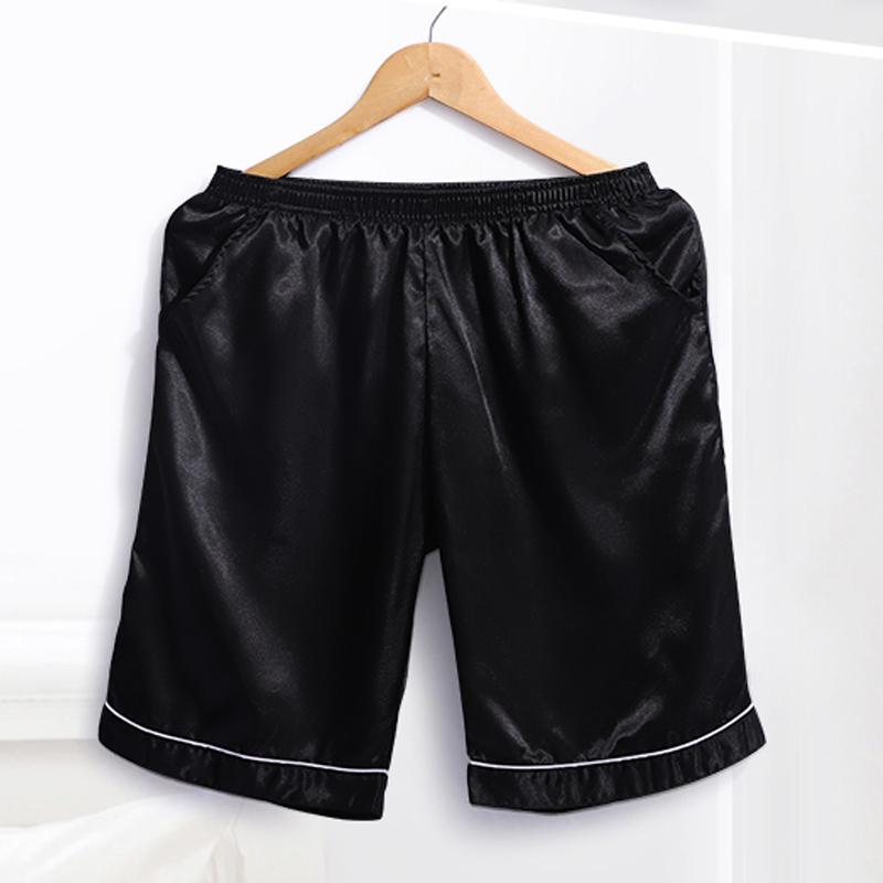 メンズシルクソリッドカラー弾性ウエストホームドレスショーツ