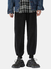 画像をギャラリービューアに読み込む, メンズコーデュロイ無地巾着カジュアルジョガーパンツ
