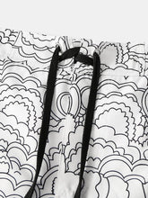 画像をギャラリービューアに読み込む, ブラック＆ホワイトグラフィティプリントメッシュライニングビーチショーツジッパーポケット付き軽量ショーツ
