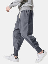 画像をギャラリービューアに読み込む, メンズ100％コットンドローストリングソリッドカラーカサウルパンツ
