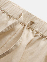 画像をギャラリービューアに読み込む, メンズカジュアルフォールドカラー100％コットンドローストリングルーズフィットカーフ丈パンツ
