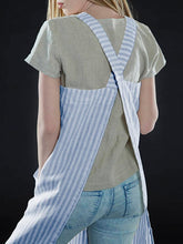 画像をギャラリービューアに読み込む, S-5XL日本人女性カジュアルクロスストラップストライプポケットピナフォアドレス
