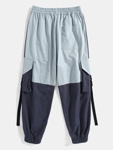 画像をギャラリービューアに読み込む, メンズ100％コットンコントラストカラーステッチスナップポケットカーゴジョガーパンツ
