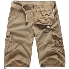 画像をギャラリービューアに読み込む, メンズアウトドアカジュアルストライプコットンカーゴショーツ
