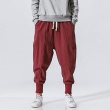 画像をギャラリービューアに読み込む, メンズ100％コットンドローストリングソリッドカラーカサウルパンツ
