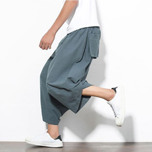 画像をギャラリービューアに読み込む, メンズサマールースラディッシュトラウザー通気性ハーレンワイドレッグパンツカジュアルカーフ丈パンツ
