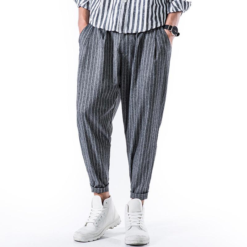 ストライププリントコットンハーレムパンツ