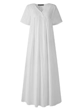 画像をギャラリービューアに読み込む, ホリデーレースデザインVネック半袖カジュアルマキシドレス
