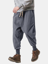 画像をギャラリービューアに読み込む, メンズ100％コットンドローストリングソリッドカラーカサウルパンツ
