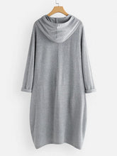 画像をギャラリービューアに読み込む, カジュアルな漫画プリント犬ポケット長袖フード付きドレス
