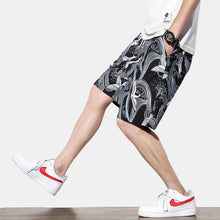 画像をギャラリービューアに読み込む, メンズクレーンプリントドローストリングビーチハワイアンショーツ
