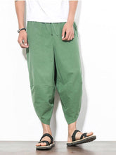 画像をギャラリービューアに読み込む, メンズサマールースラディッシュトラウザー通気性ハーレンワイドレッグパンツカジュアルカーフ丈パンツ
