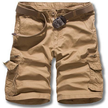 画像をギャラリービューアに読み込む, メンズカジュアルルースコットンブレンドソリッドカーゴショーツG52
