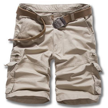 画像をギャラリービューアに読み込む, メンズカジュアルルースコットンブレンドソリッドカーゴショーツG52
